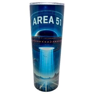Area 51 UFO Alien 20 Oz Skinny Tumbler Stainless Steel Lid Straw